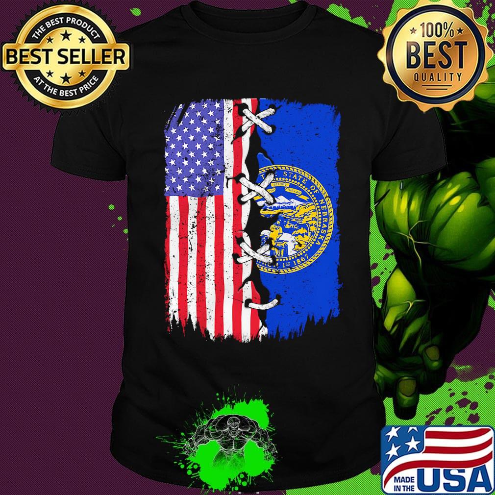 Nebraska and American flag independence day shirt