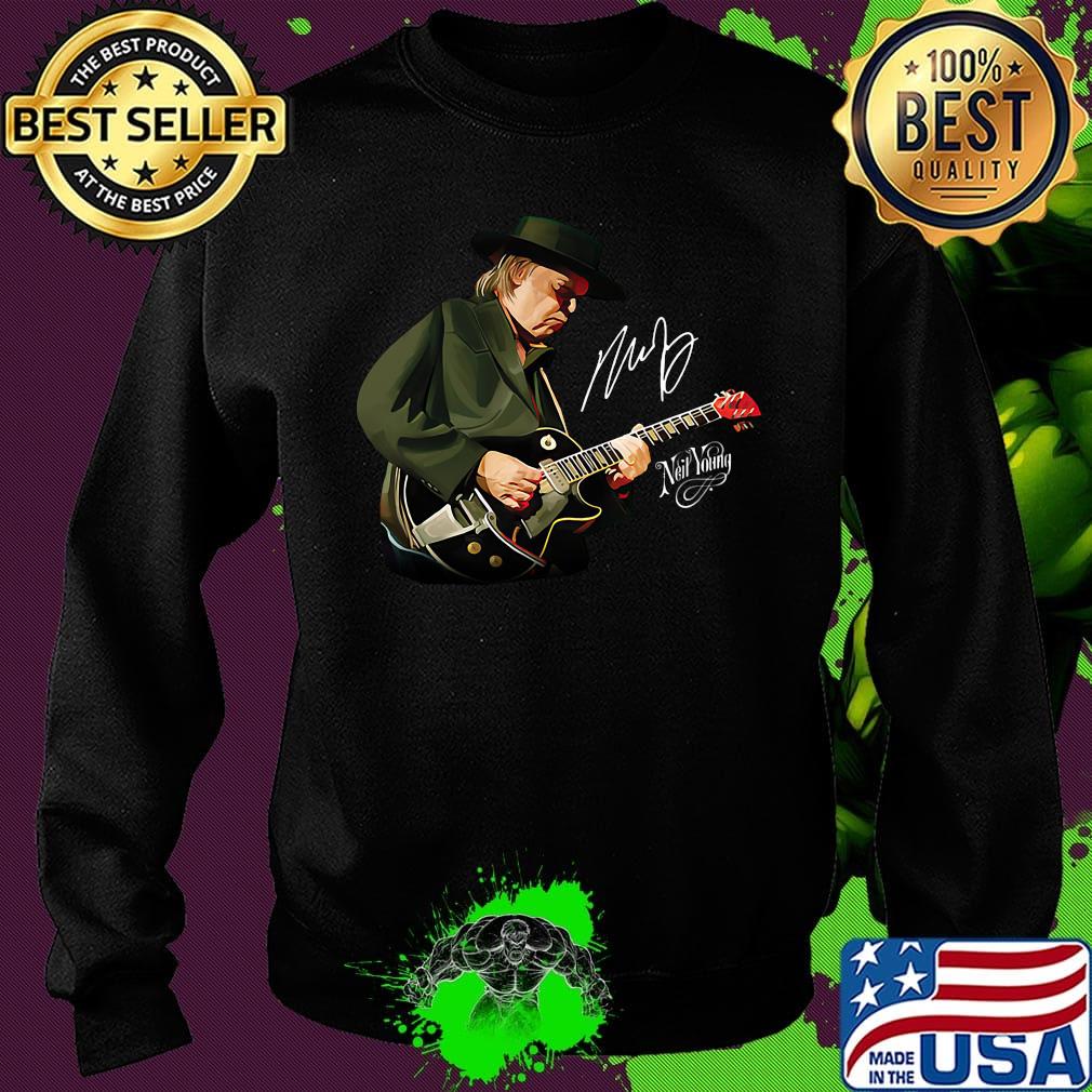 Neil young playing guitar signature art s Sweater Neil young playing guitar signature art s Sweater