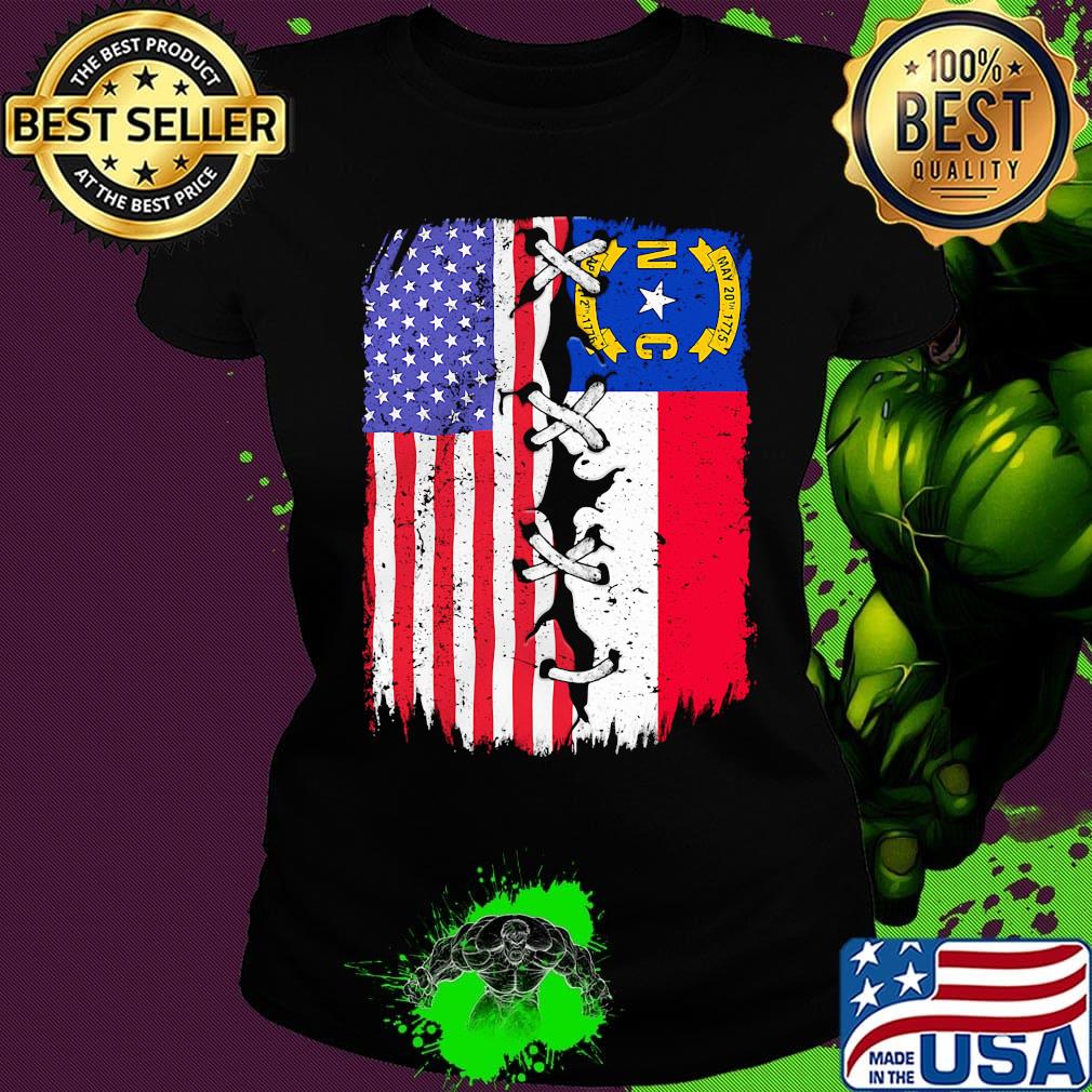 North Carolina and American flag independence day s Ladies tee North Carolina and American flag independence day s Ladies tee