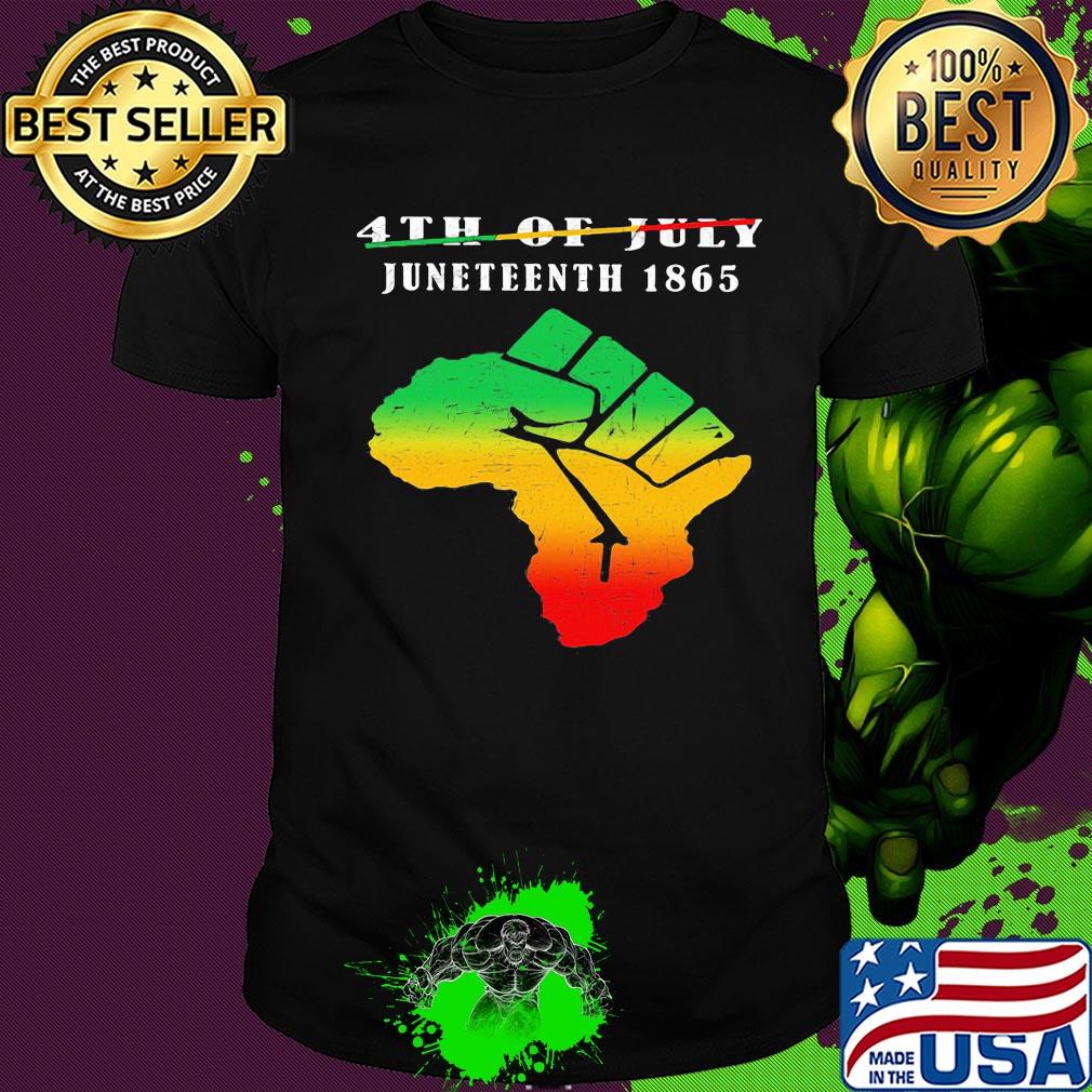 Not 4th of july juneteenth 1865 americas map fist shirt