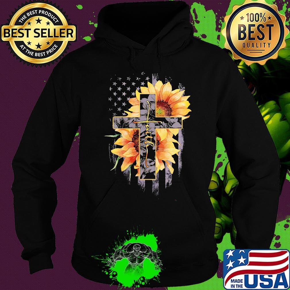 Official faith cross sunflower american flag version s Hoodie Official faith cross sunflower american flag version s Hoodie
