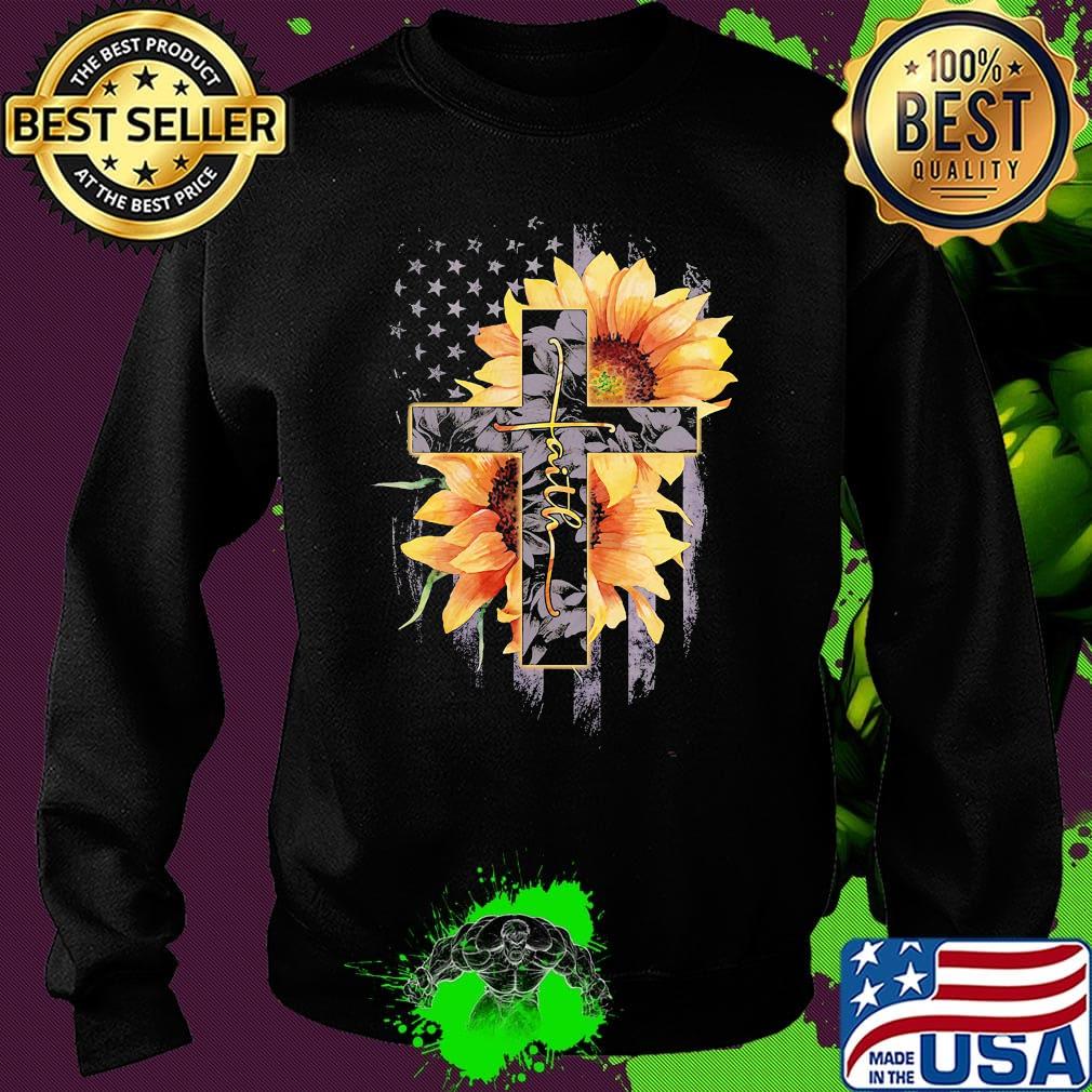 Official faith cross sunflower american flag version s Sweater Official faith cross sunflower american flag version s Sweater