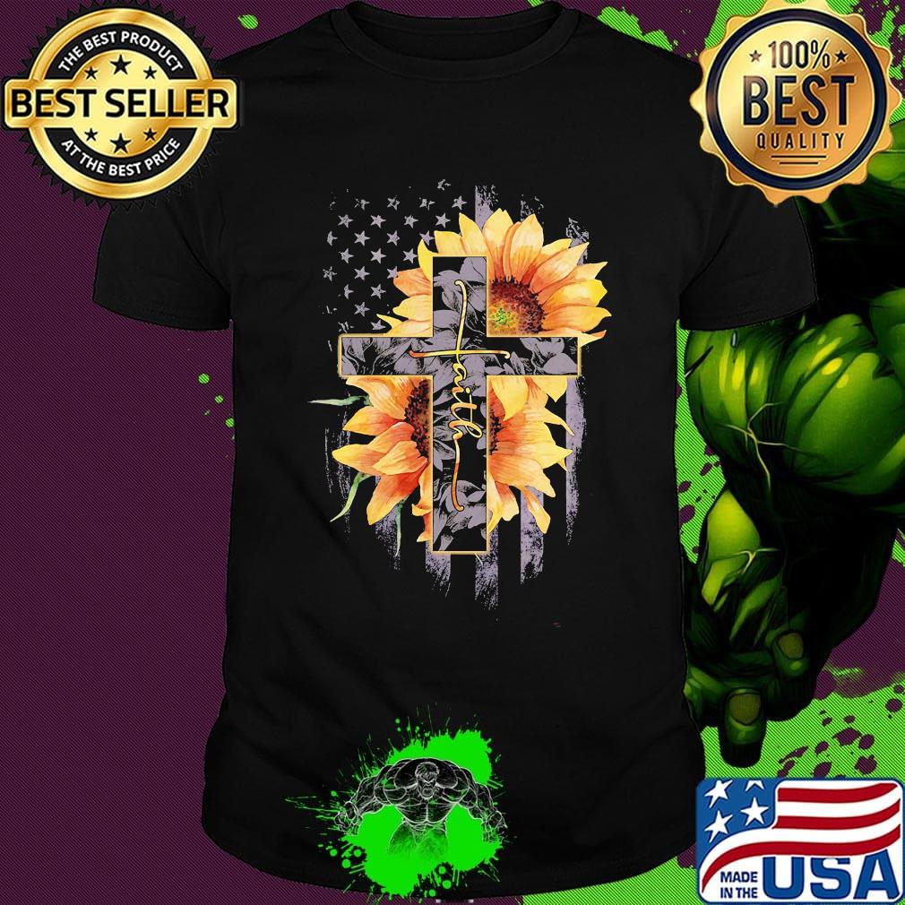 Official faith cross sunflower american flag version shirt