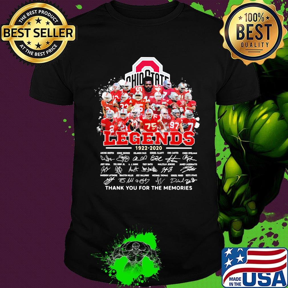 Ohio state buckeyes legends 1922 2020 thank you for the memories signatures shirt