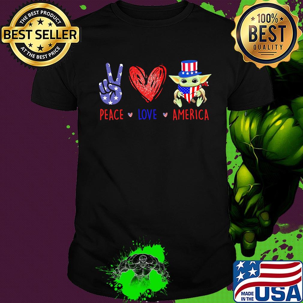 Peace love america baby yoda american flag independence day shirt