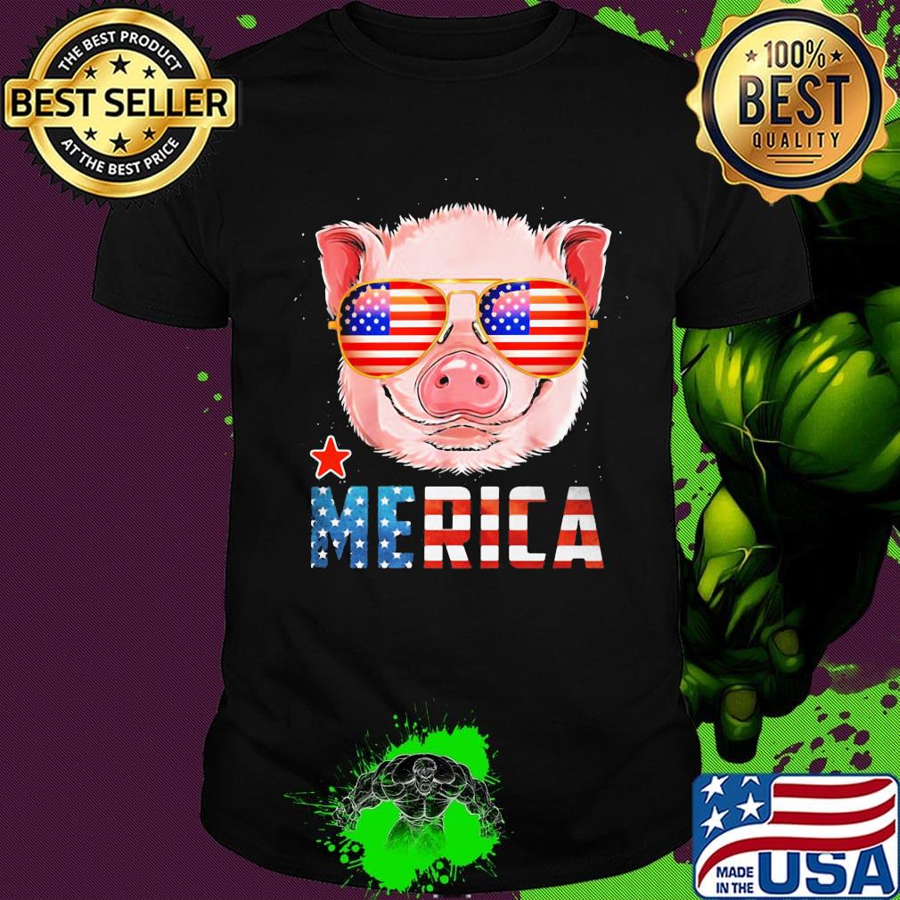 Pig Cute Merica American Flag Star Shirt