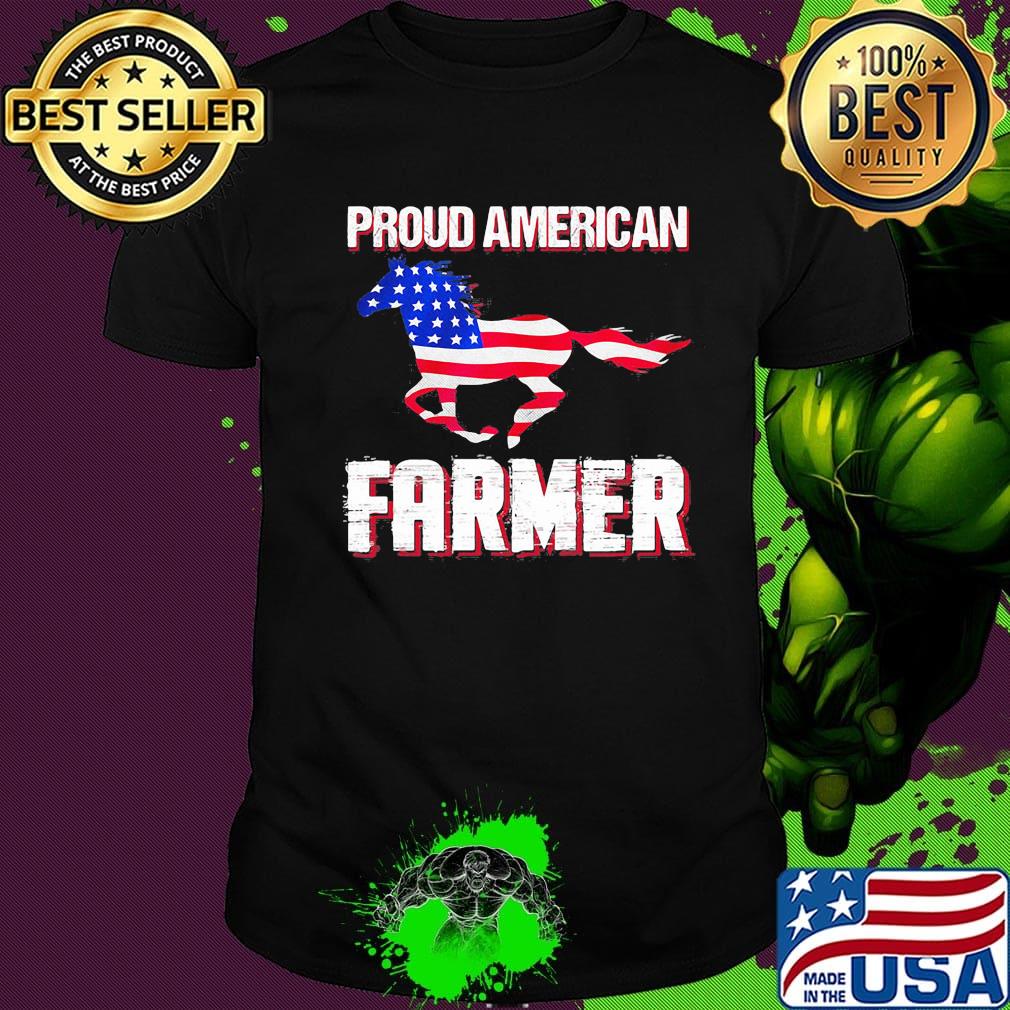 Proud American farmer horse flag veteran Independence day shirt
