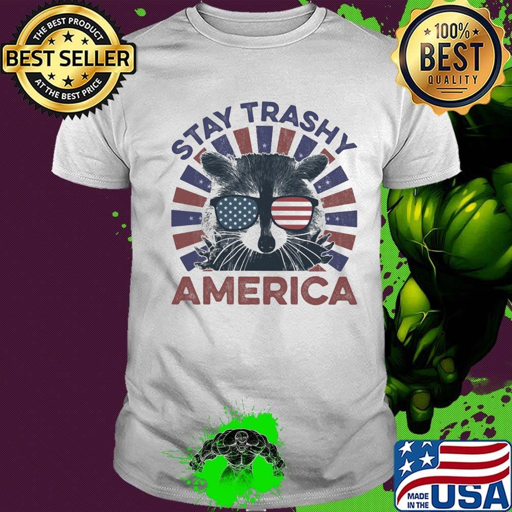 Raccoon stay trashy america flag independence day shirt
