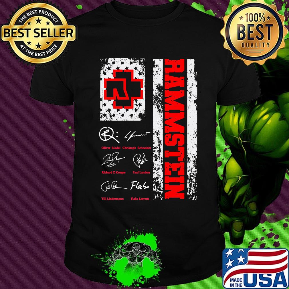 Rammstein members signatures american flag independence day shirt