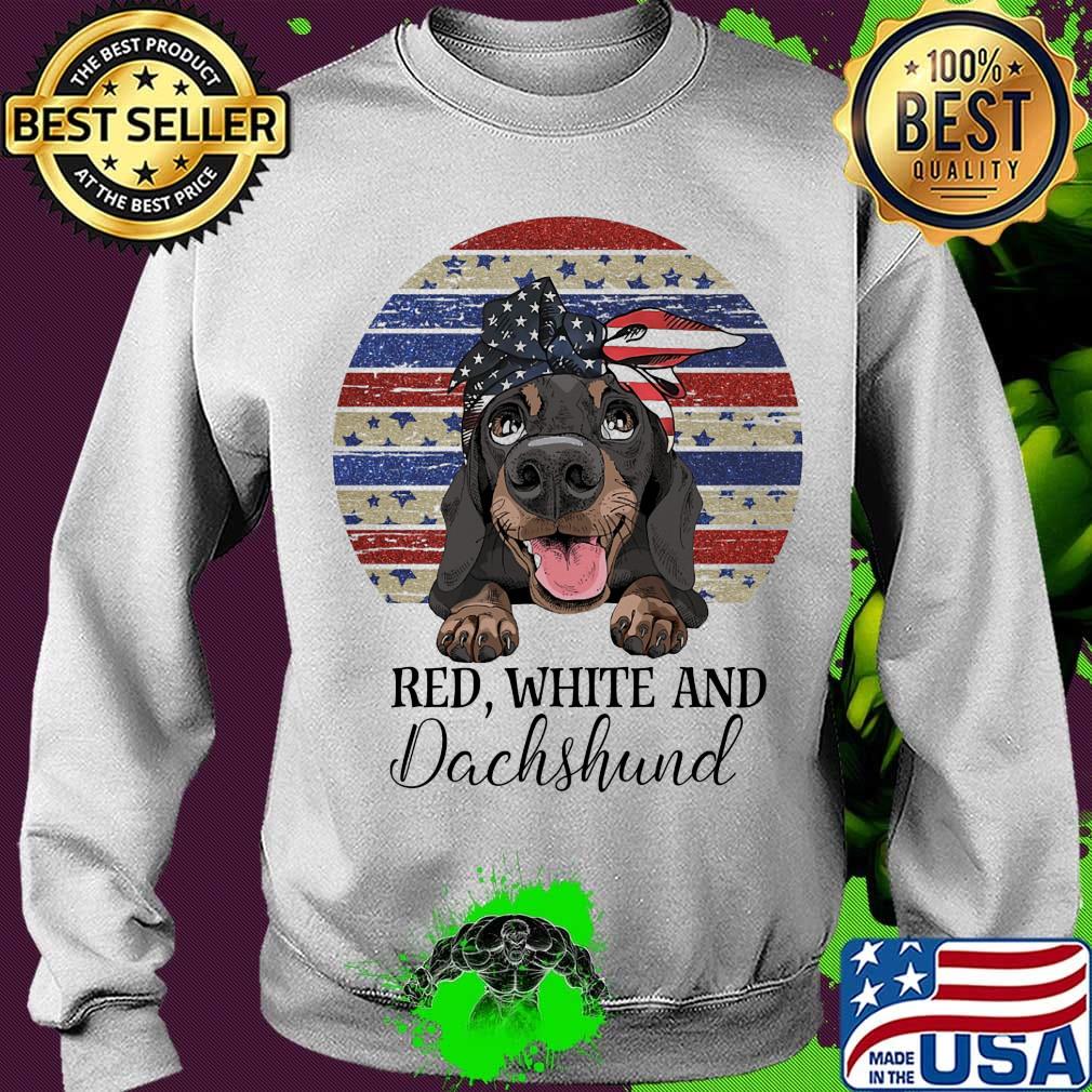 Red white and dachshund american flag independence day vintage retro s Sweater Red white and dachshund american flag independence day vintage retro s Sweater