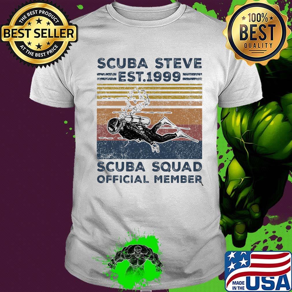 Scuba steve est 1999 scuba squad official member vintage retro shirt