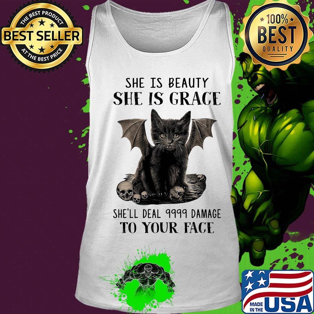 She is beauty ahe is grace she'll deal 9999 damage to your face s Tank top She is beauty ahe is grace she'll deal 9999 damage to your face s Tank top