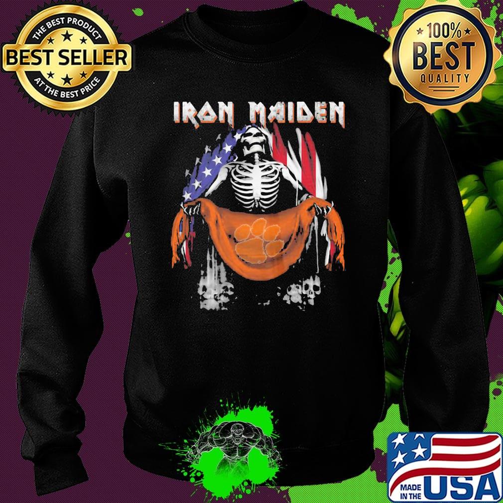 Skeleton iron maiden clemson tigers logo american flag independence day s Sweater Skeleton iron maiden clemson tigers logo american flag independence day s Sweater