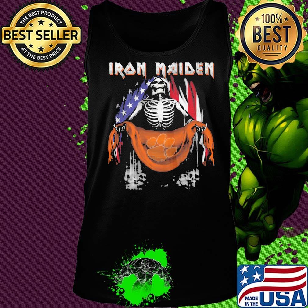 Skeleton iron maiden clemson tigers logo american flag independence day s Tank top Skeleton iron maiden clemson tigers logo american flag independence day s Tank top