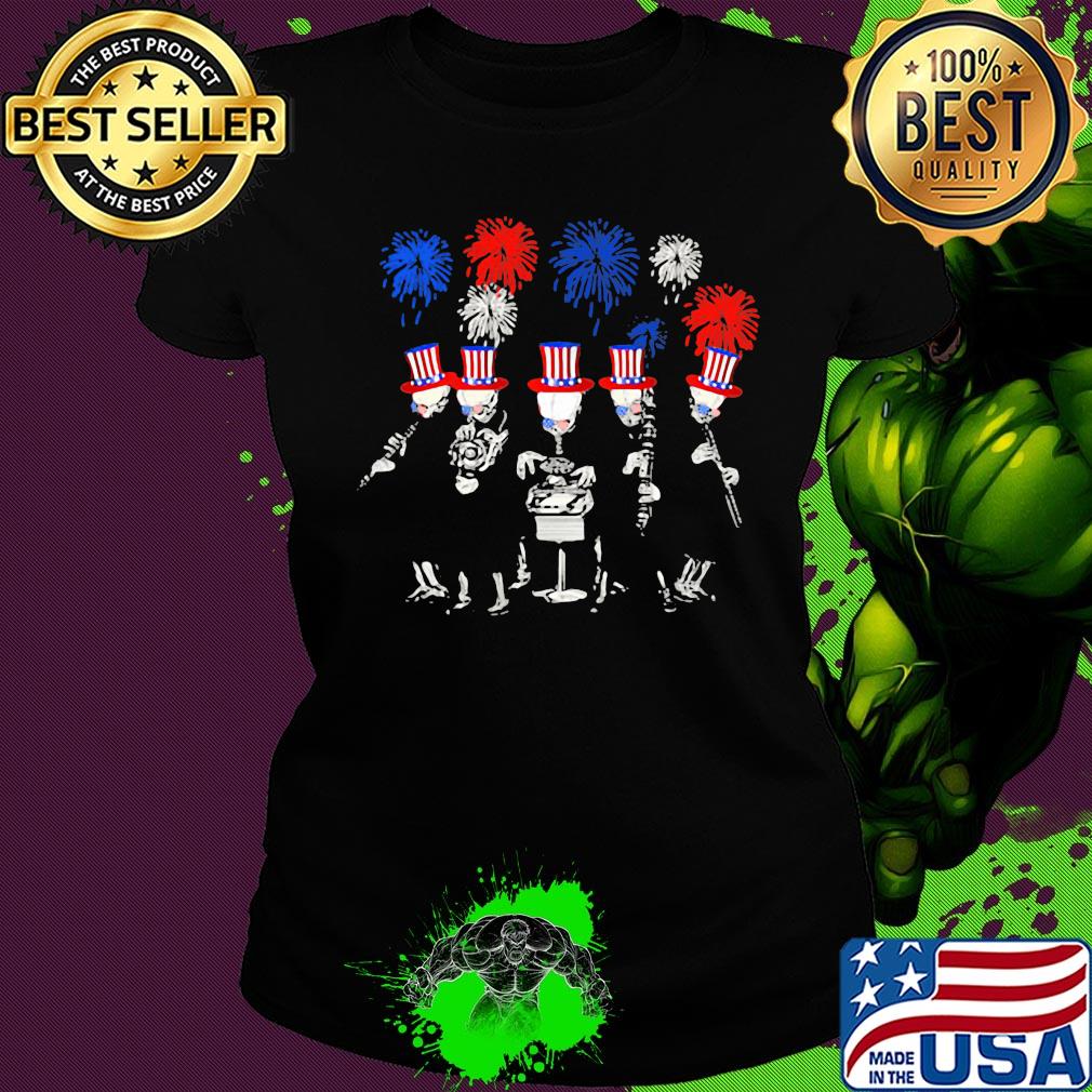 Skull drummer American flag veteran Independence day s Ladies tee Skull drummer American flag veteran Independence day s Ladies tee