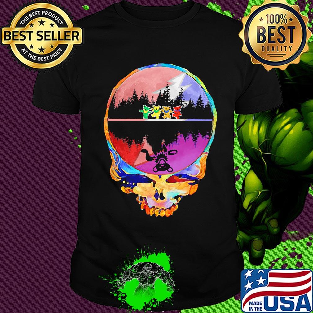 Skull hippie bear water reflection shirt