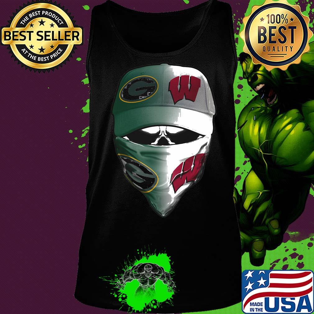 Skull mask green bay packers and wisconsin badgers s Tank top Skull mask green bay packers and wisconsin badgers s Tank top