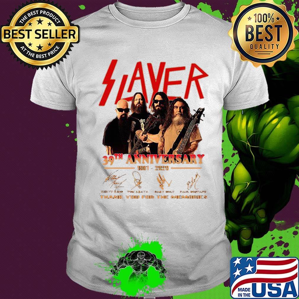 Slayer 39th anniversary 1981 2020 thank you for the memories signatures shirt