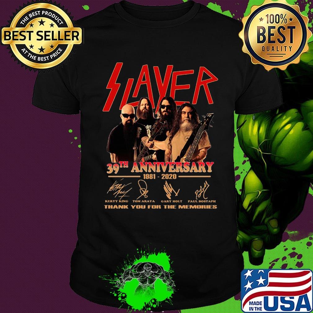 Slayer band 39th anniversary 1981 2020 thank you for the memories signatures shirt