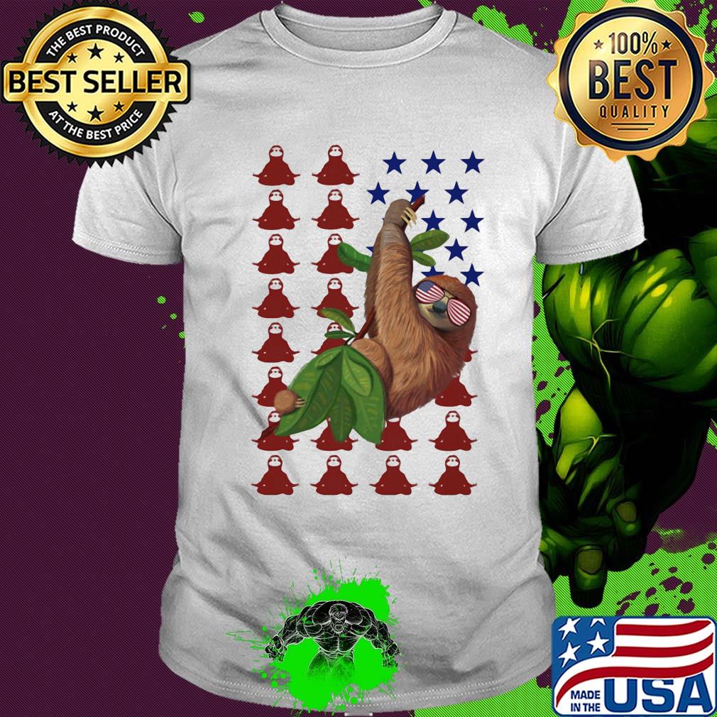 Sloth american flag happy independence day shirt