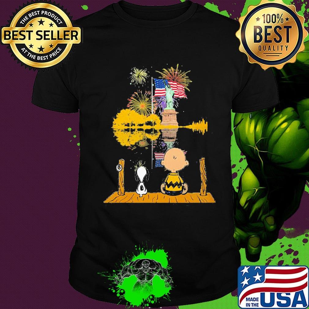 Snoopy and charlie brown firework american flag independence day shirt