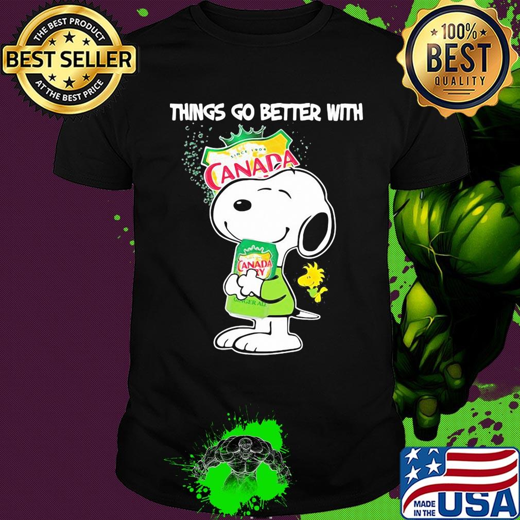 Snoopy and woodstock things go better with canada dry shirt