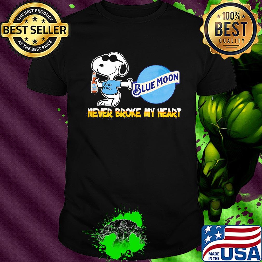 Snoopy blue moon beer never broke my heart shirt