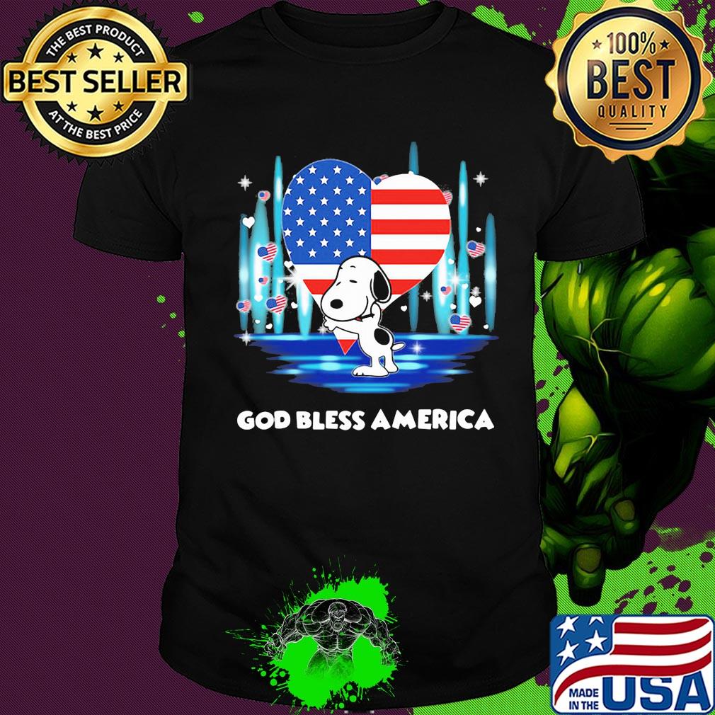 Snoopy hug heart god bless america flag independence day shirt