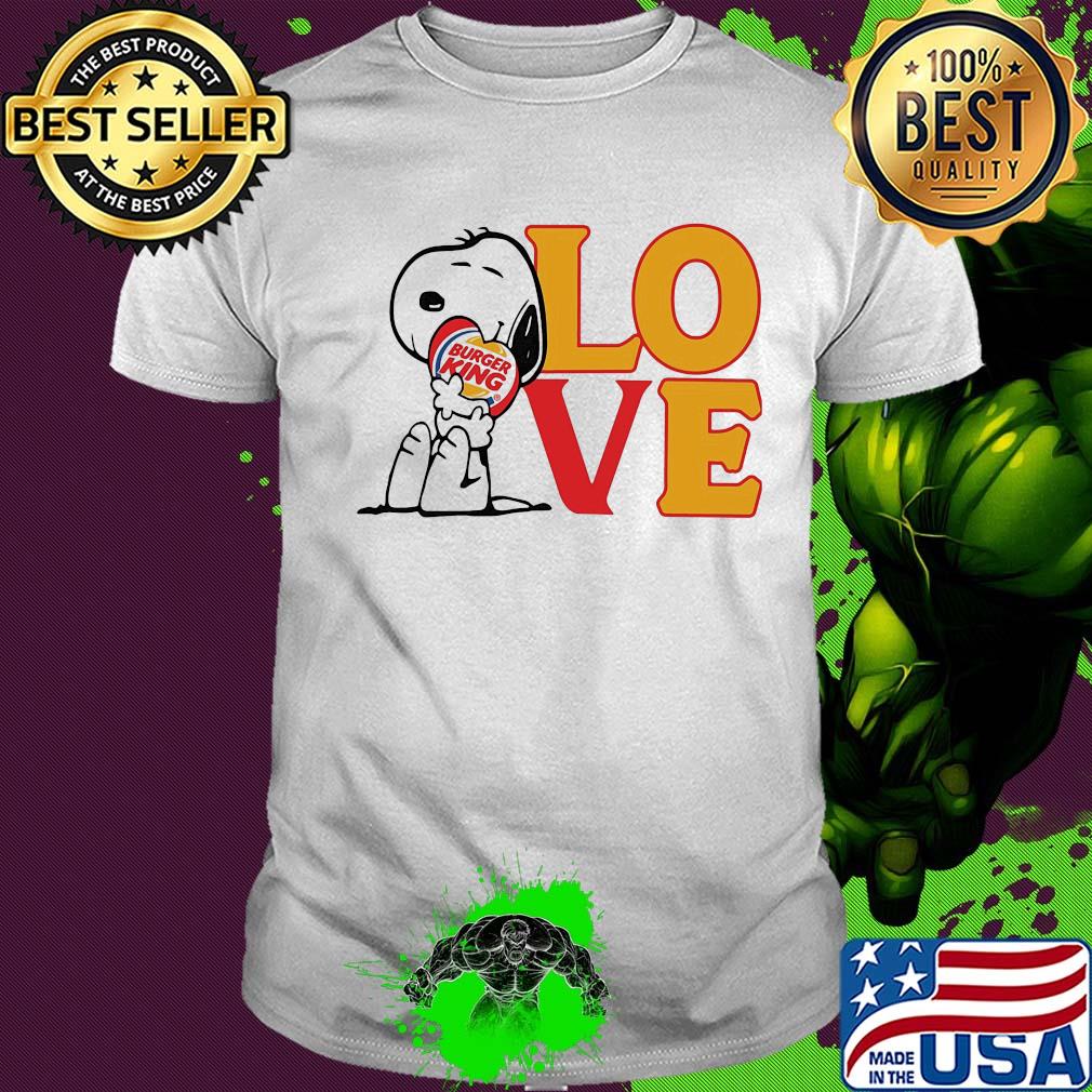 Snoopy hug heart love burger king shirt