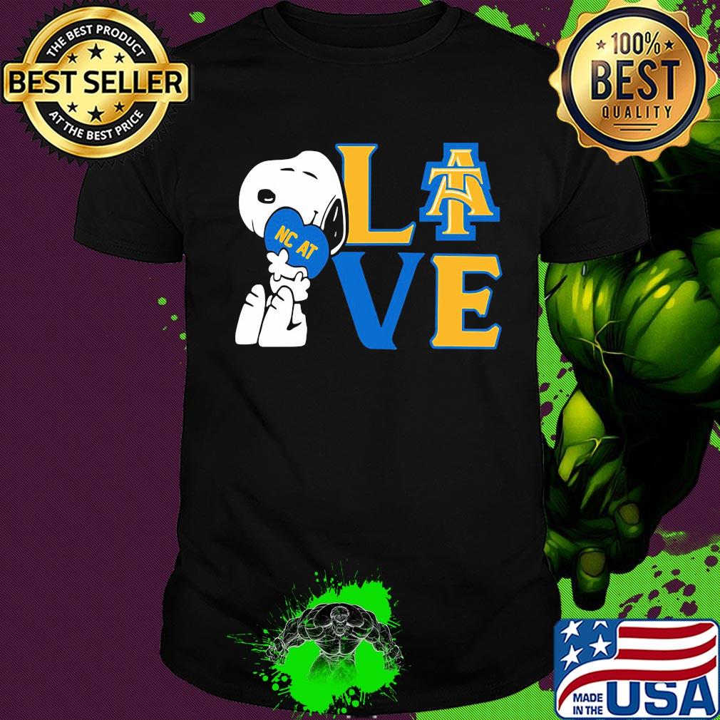 Snoopy hug heart love north carolina agricultural and technical state university shirt