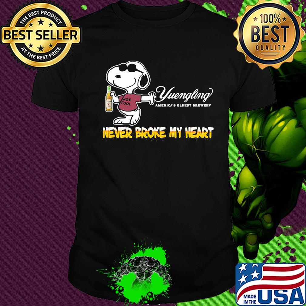 Snoopy yuengling america's oldest brewery beer never broke my heart shirt