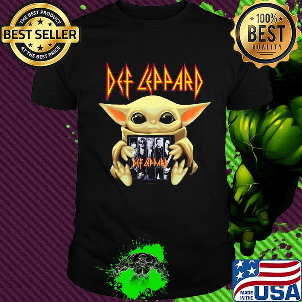 Star wars baby yoda hug def leppard members shirt