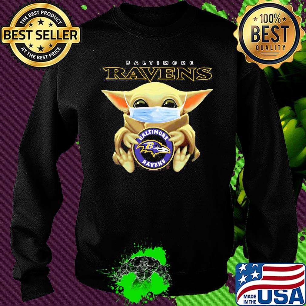Star wars baby yoda mask hug baltimore ravens s Sweater Star wars baby yoda mask hug baltimore ravens s Sweater