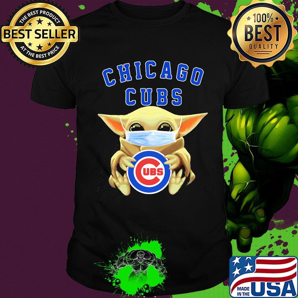 Star wars baby yoda mask hug chicago cubs shirt Star wars baby yoda mask hug chicago cubs shirt