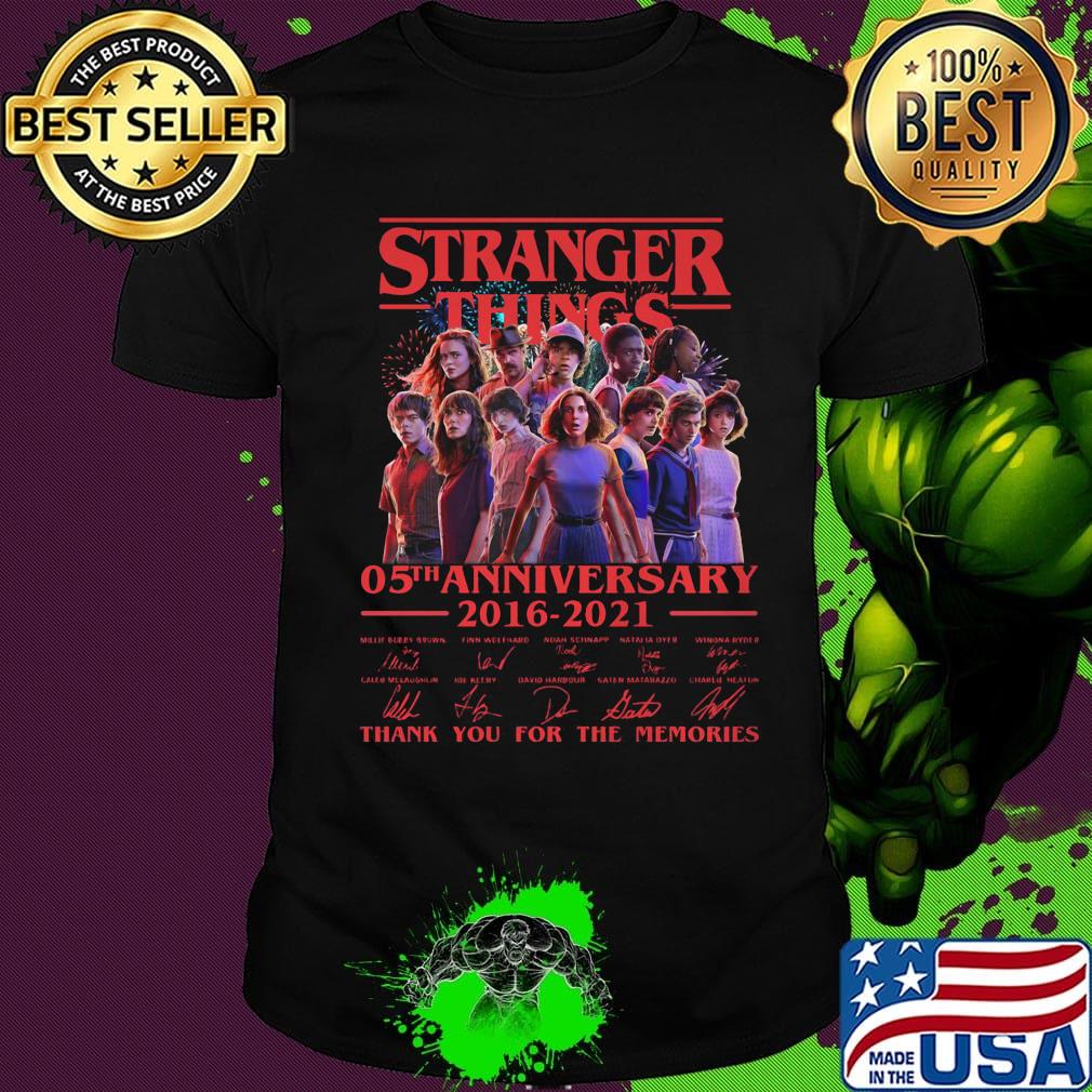 Stranger things 05th anniversary 2016 2021 thank you for the memories signatures shirt