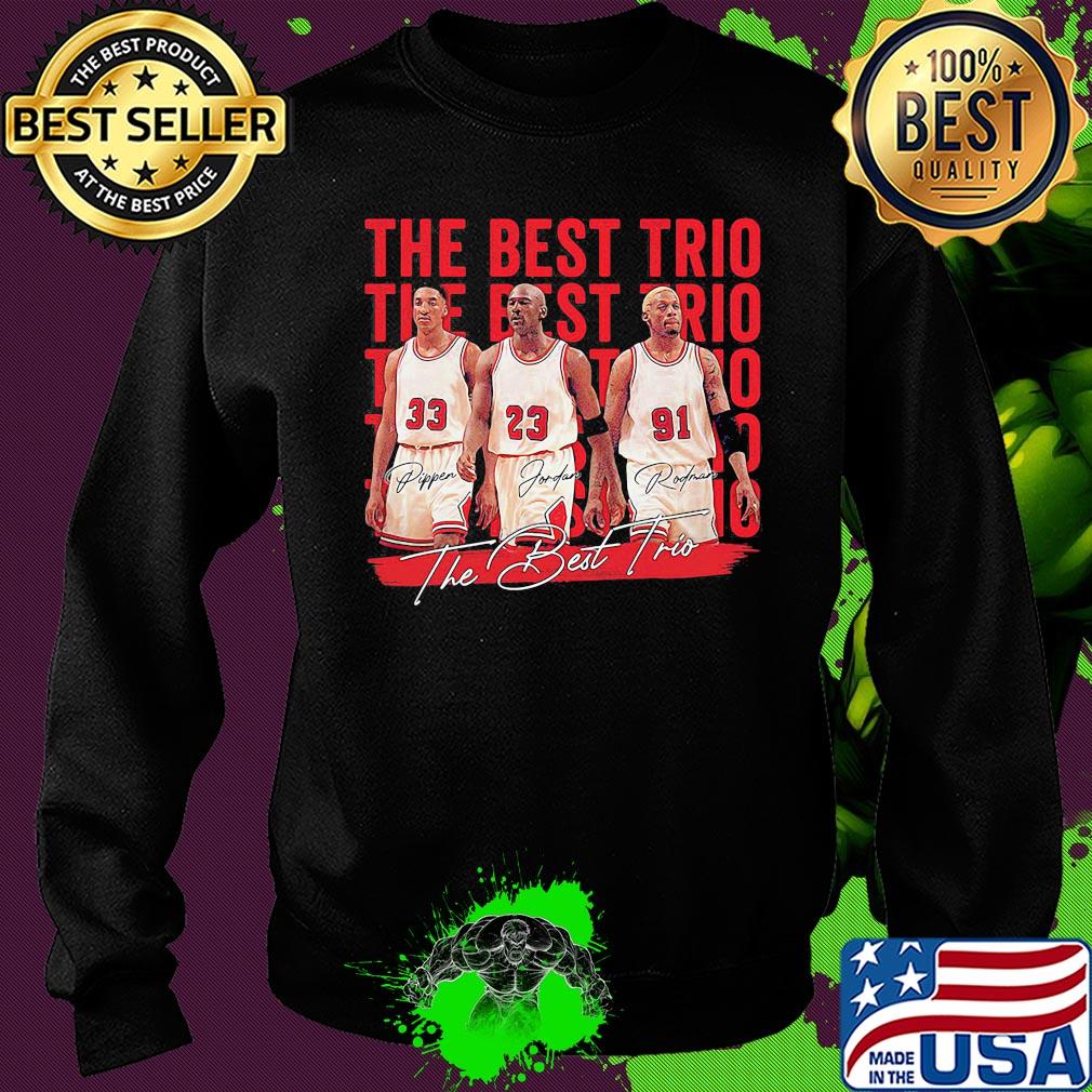 The best trio pippen bulls michael jordan and rodman basketball players signatures s Sweater The best trio pippen bulls michael jordan and rodman basketball players signatures s Sweater