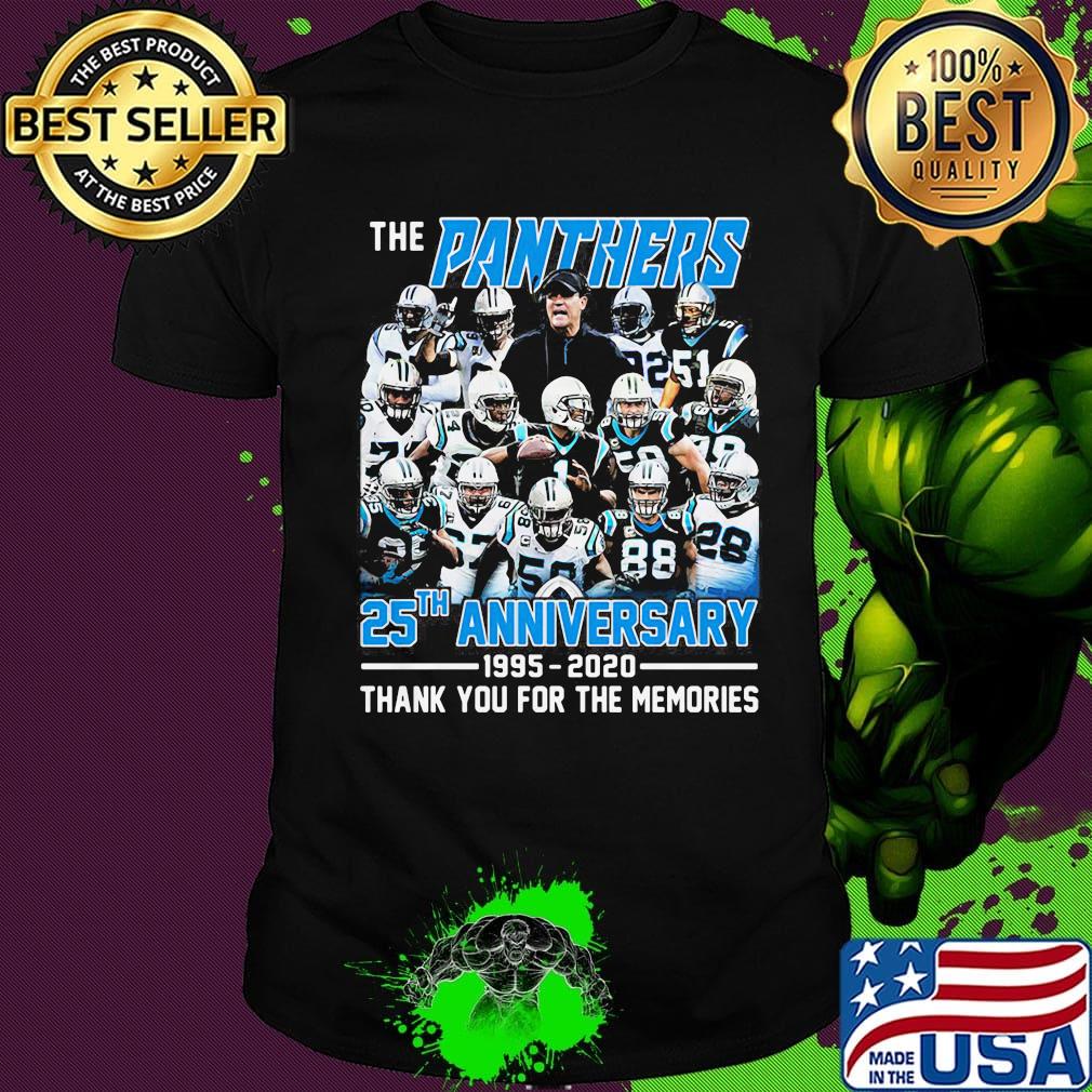 The carolina panthers 25th anniversary 1995 2020 thank you for the memories shirt