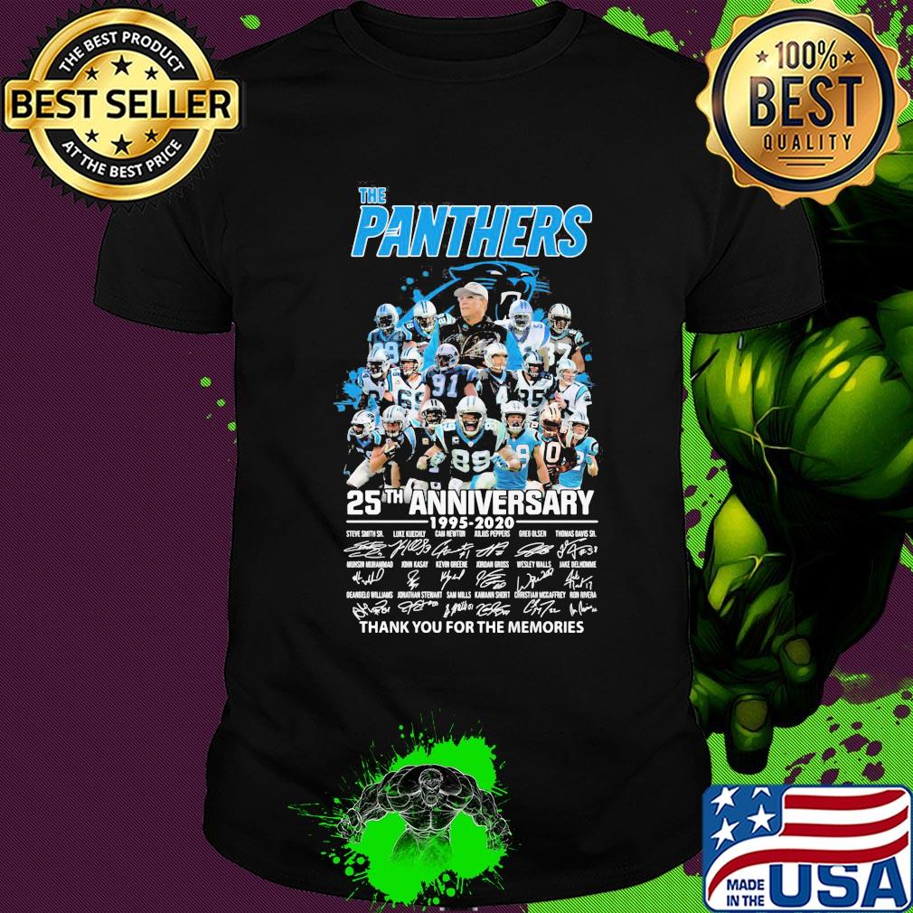 The carolina panthers football 25th anniversary 1995 2020 thank you for the memories signatures shirt
