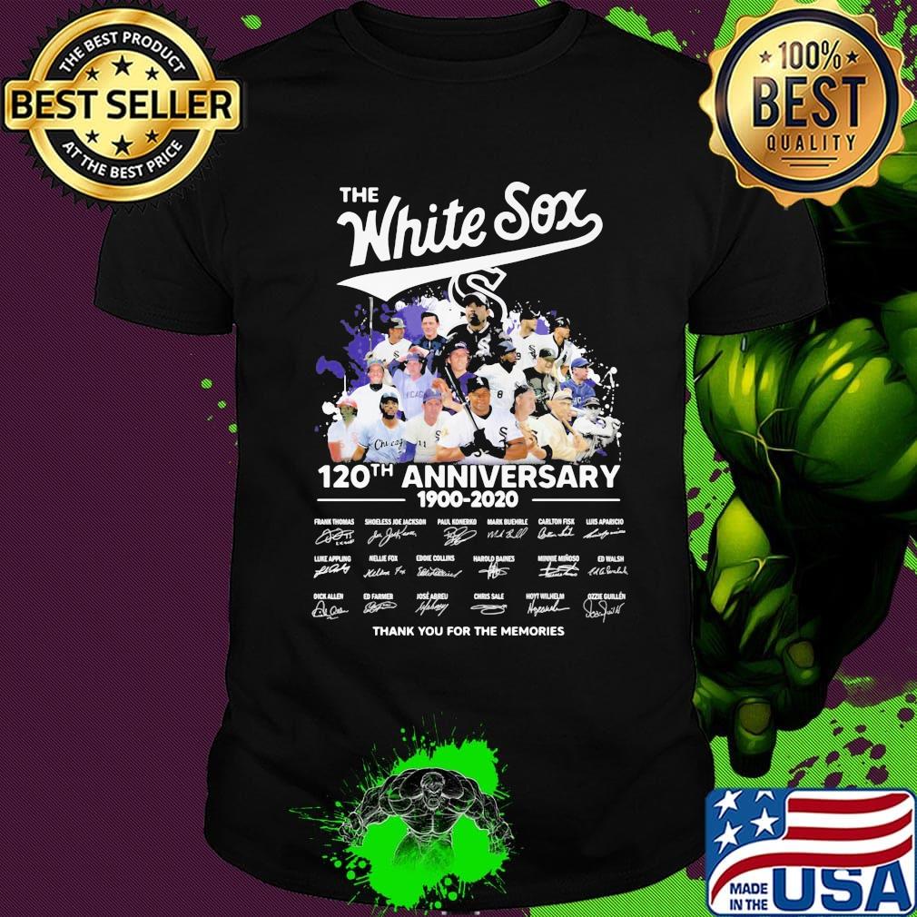 The chicago white sox baseball 120th anniversary 1900 2020 thank you for the memories signatures shirt