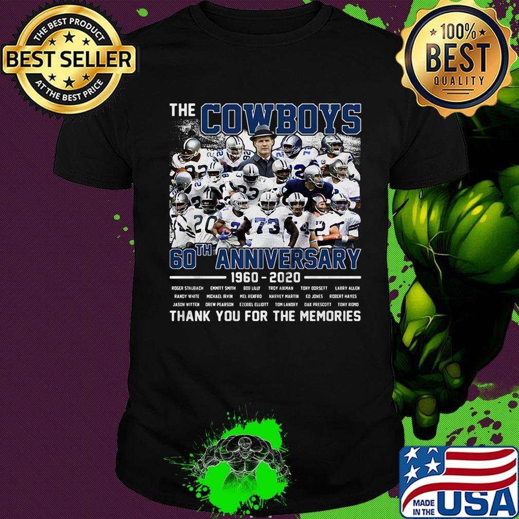 The dallas cowboys 60th anniversary 1960 2020 thank you for the memories stars shirt