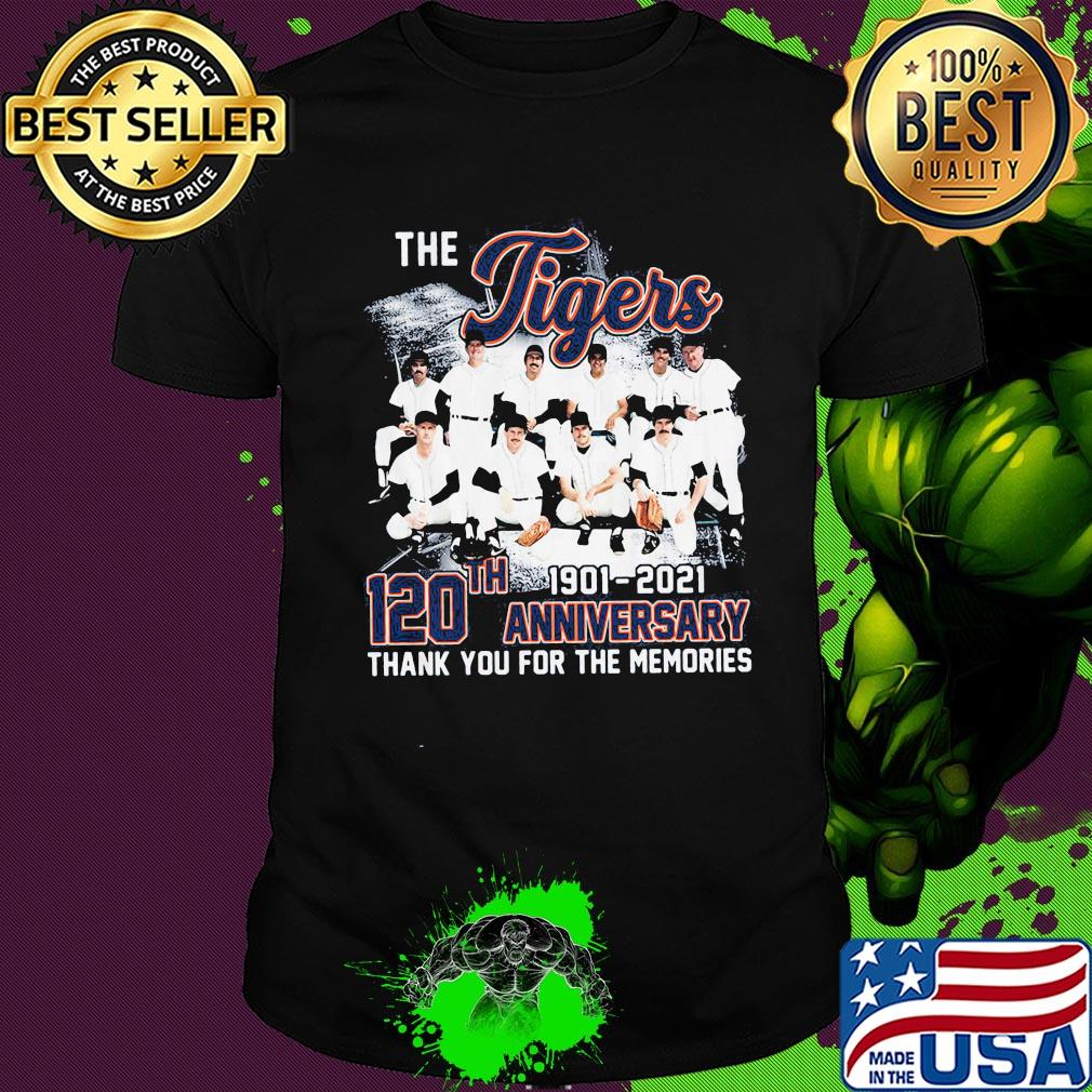 The detroit tigers 120th anniversary 1901 2021 thank you for the memories signatures shirt