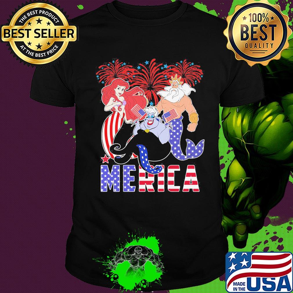 The little mermaid merica firework american flag independence day shirt