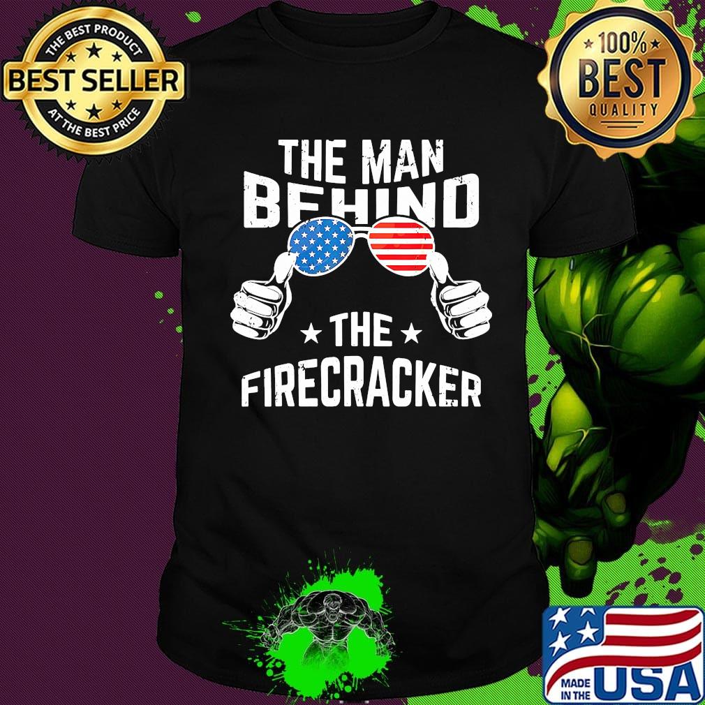 The man be hind the firecracker American flag glasses shirt