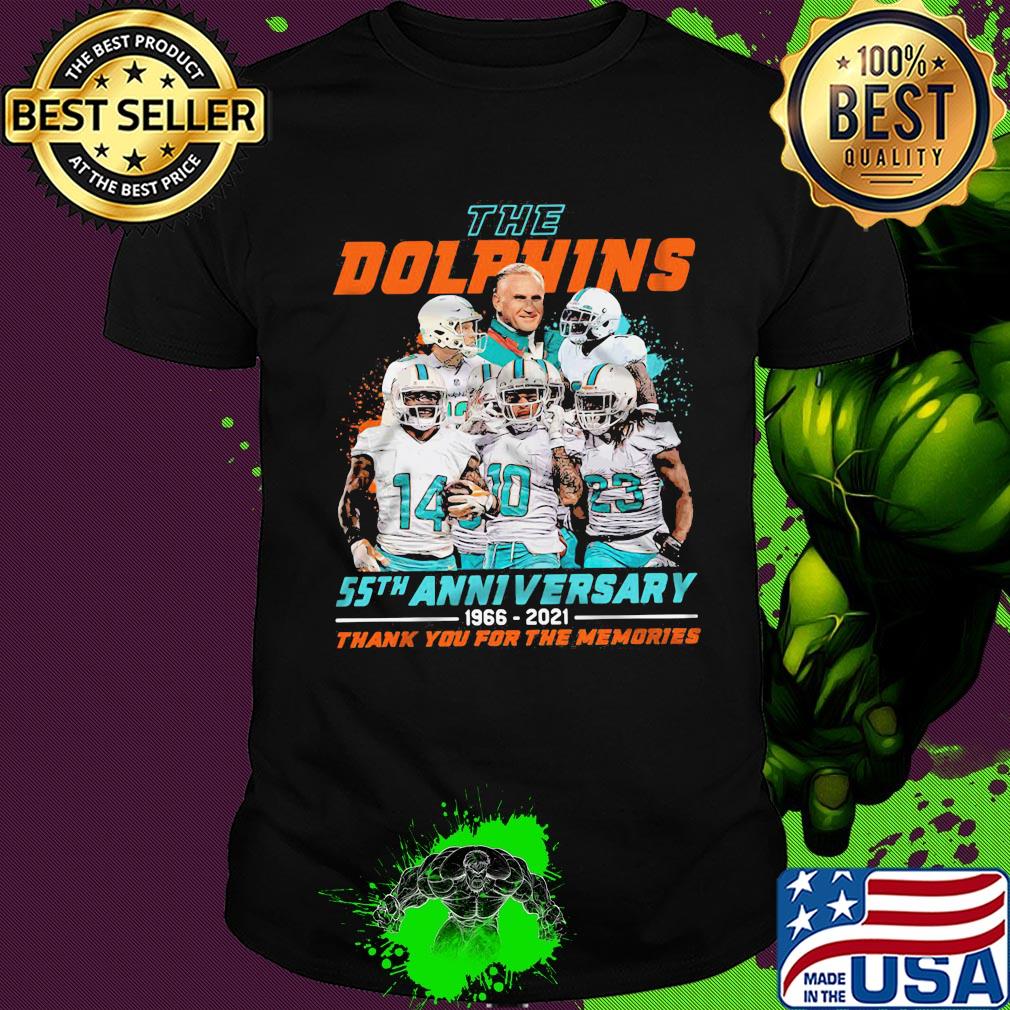 The miami dolphins 55th anniversary 1966 2021 thank you for the memories shirt