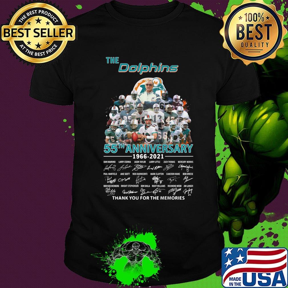 The miami dolphins 55th anniversary 1966 2021 thank you for the memories signatures football shirt