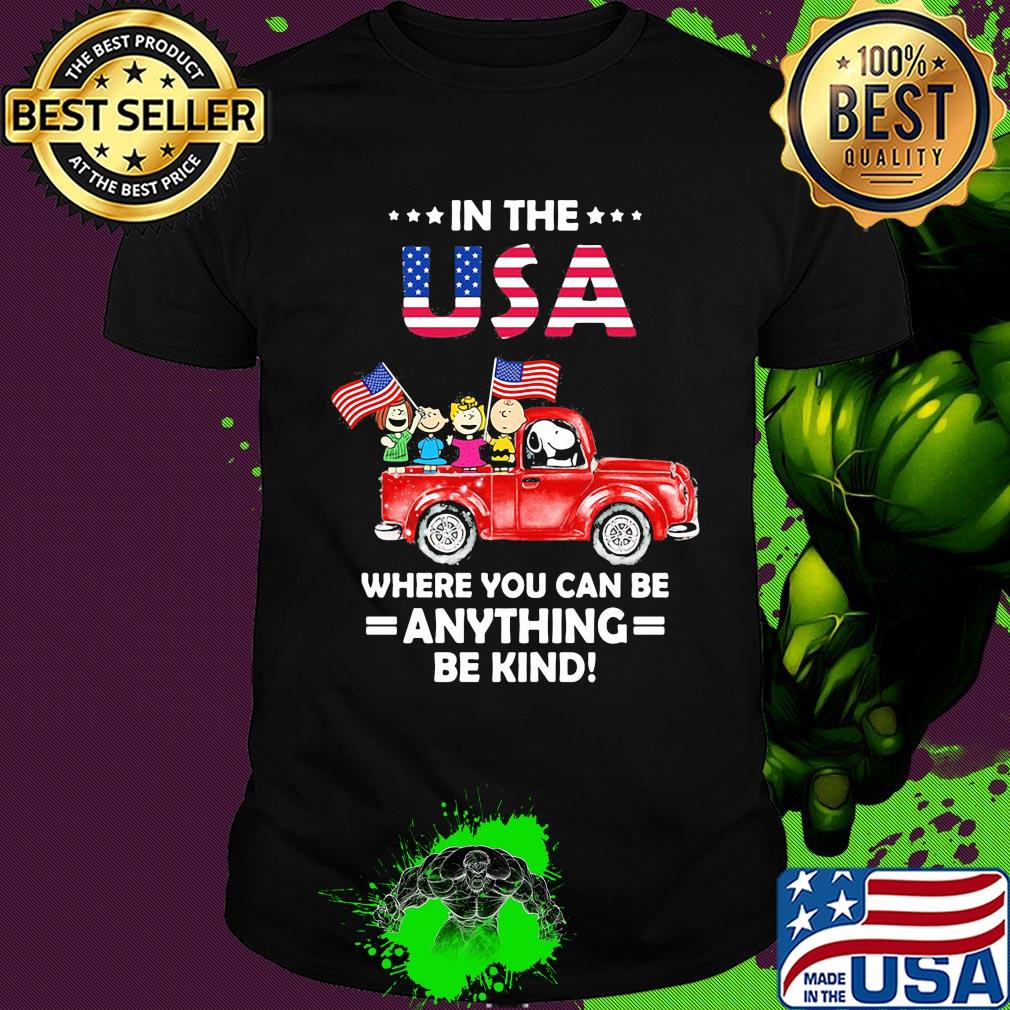 The peanuts in the usa where you can be anything be kind flag independence day shirt