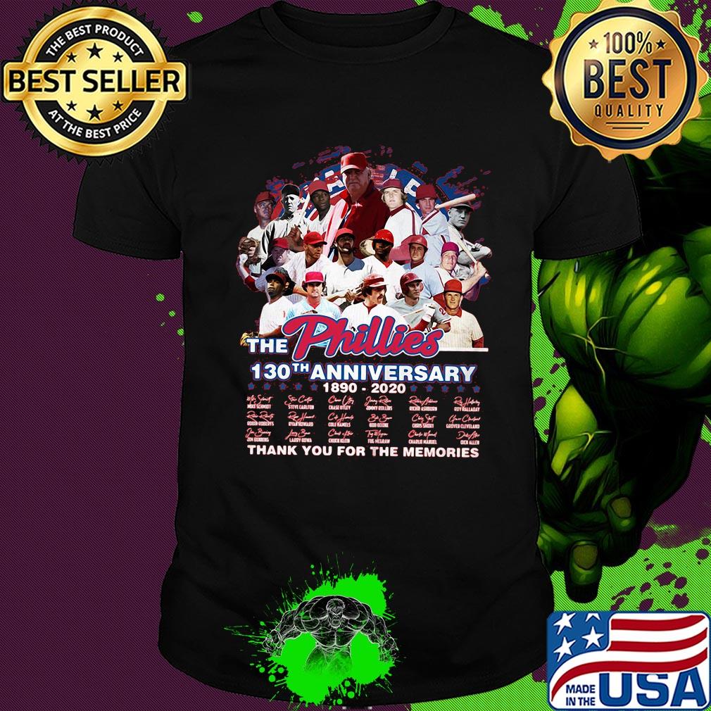 The philadelphia phillies 130th anniversary 1890 2020 thank you for the memories signatures shirt
