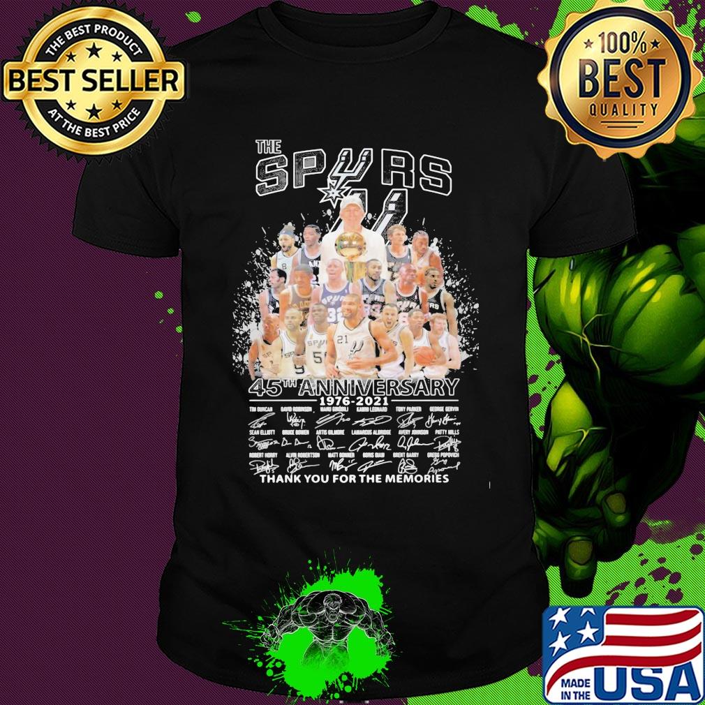 The san antonio spurs 45th anniversary 1976 2021 thank you for the memories signatures shirt