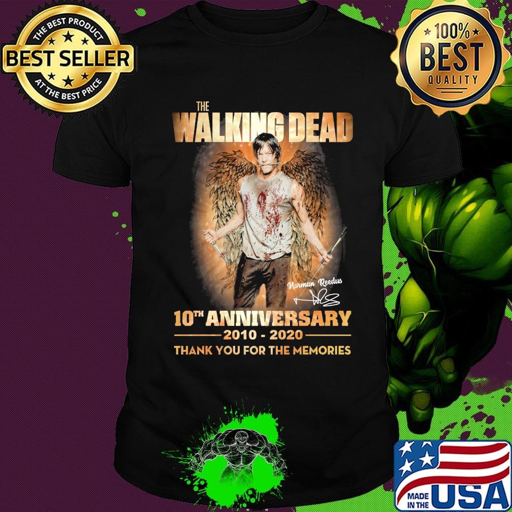 The walking dead 10th anniversary 2010 2020 thank you for the memories signature wings shirt