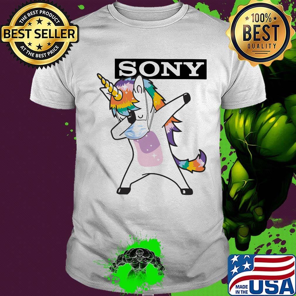 Unicorn mask sony logo shirt
